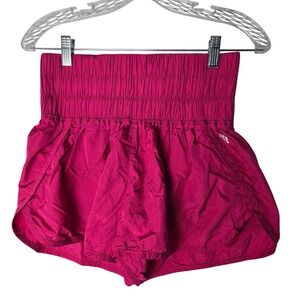 Free People Movement Sz M Way‎ Home Shorts Fuchsia Pink High Waist Smocked Gym